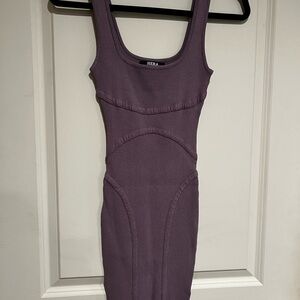 Hera Collection Plum Ribbed Mini Dress